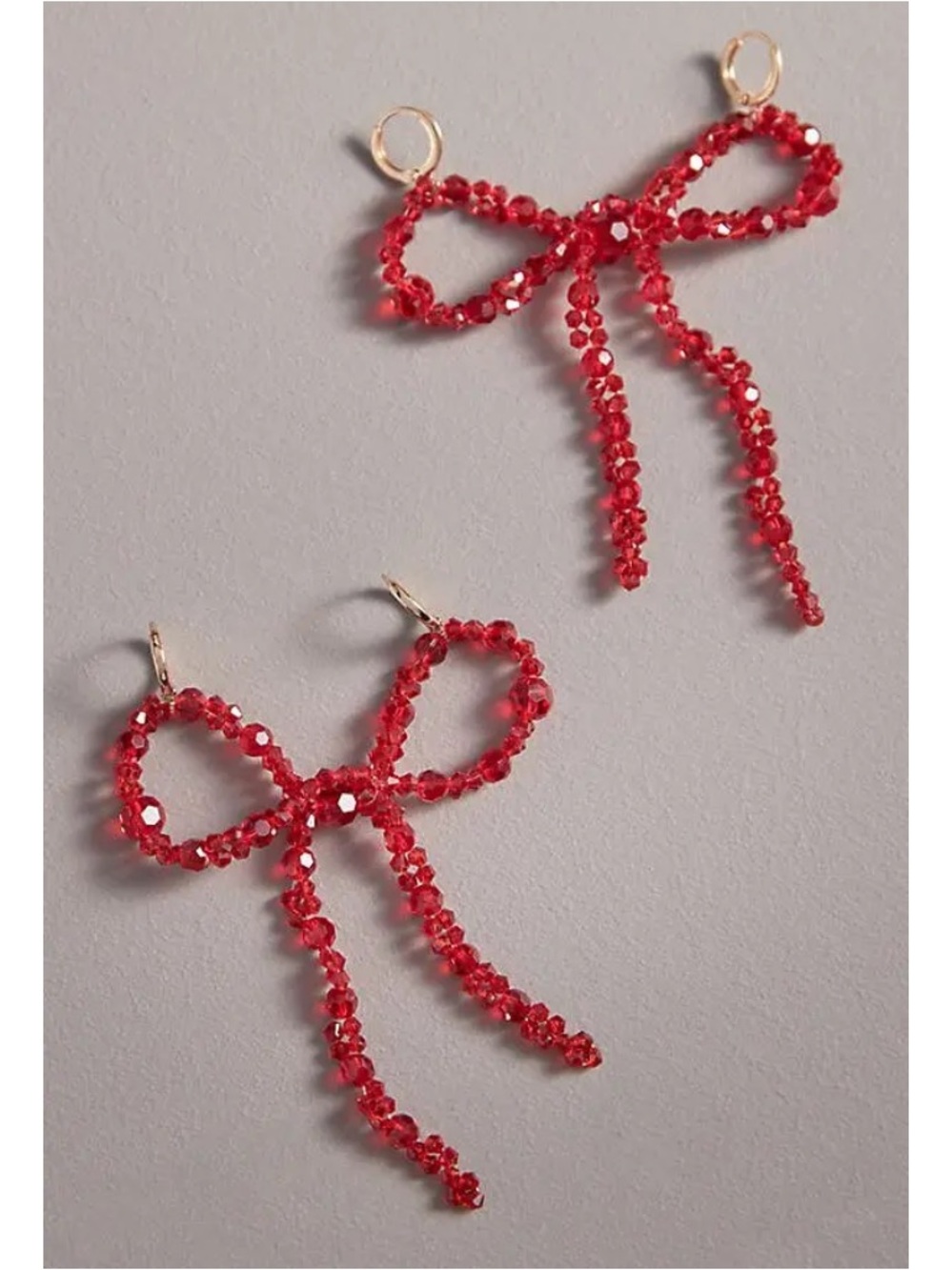 Anthropologie Pearl Bow Shoe Charm set in red